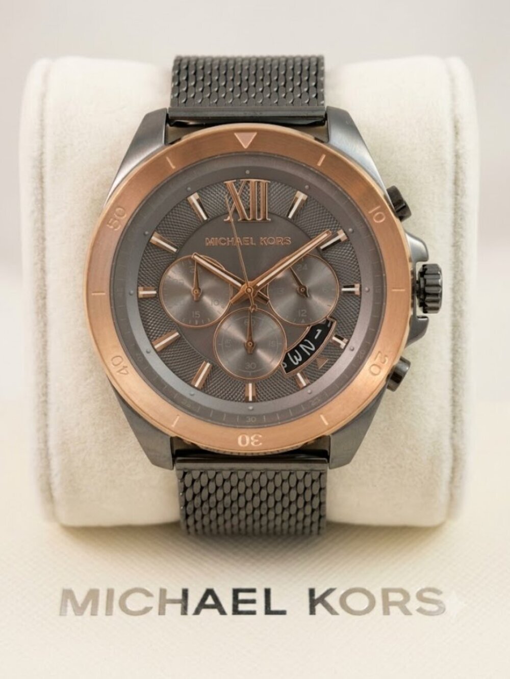 Michael Kors Gunmetal & Rose Gold Chronograph Mesh Watch Men's Unisex M#8866